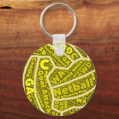 Porte-clés Netball Thème Jaune Typographie Conception Ball (Recto)