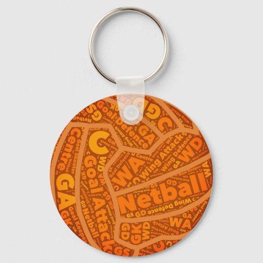 Porte-clés Netball Thème Orange Ball Design (Recto)