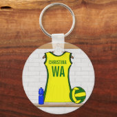 Porte-clés Netball uniforme jaune et vert (Recto)