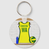 Porte-clés Netball uniforme jaune et vert (Verso)