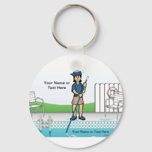 Porte-clés Nettoyeur de piscine personnalisé - Dessin féminin