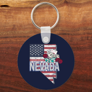 Porte-clés Nevada United States Retro Map Vintage USA Casino