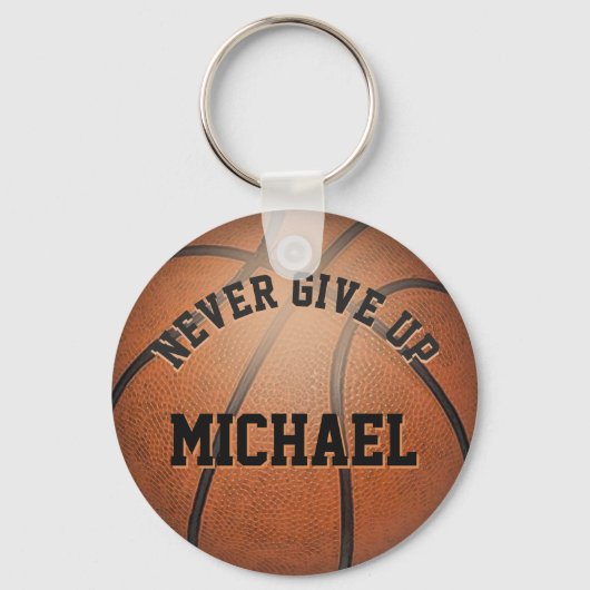 Porte-clés Never Give Up Basketball Keychain (Recto)