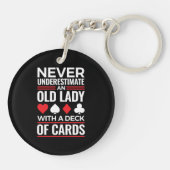 Porte-clés Never Underestimate Old Lady Deck of Card Bridge (Dos)