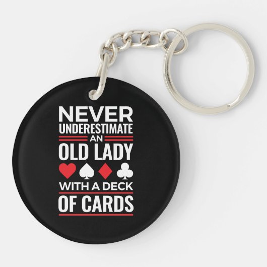 Porte-clés Never Underestimate Old Lady Deck of Card Bridge (Dos)