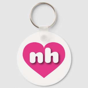 Porte-clés New Hampshire coeur rose chaud - J'aime nh
