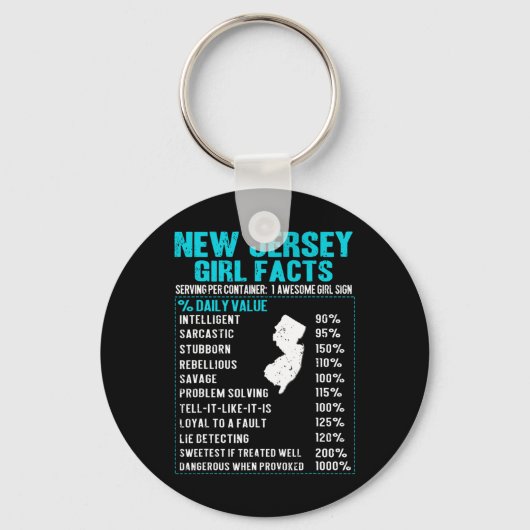 Porte-clés New Jersey Girl Facts Funny Birthday Gift Born In (Recto)