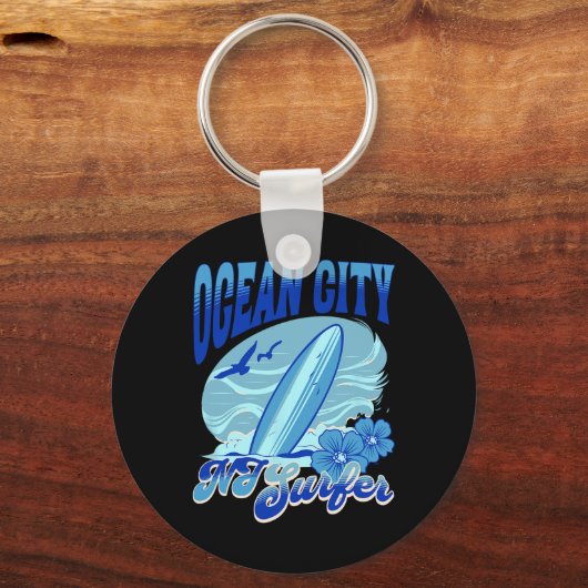 Porte-clés New Jersey Surfer Ocean City Nj Surfing Beach Sand (Recto)