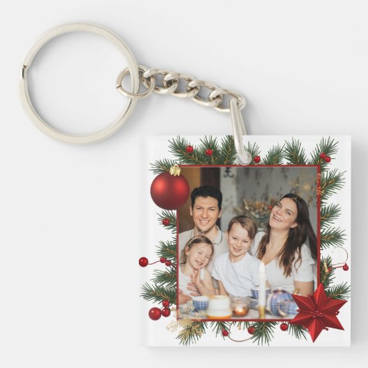 Porte-clés New year Frame with Red Star Photo Family 2026 (Devant)