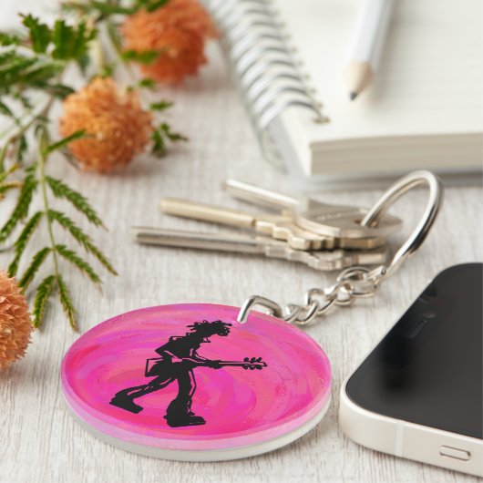 Porte-clés New York Boogie Nights Guitare Hot Pink (Devant Droit)