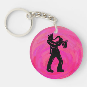 Porte-clés New York Boogie Nuits Saxophone Hot Pink