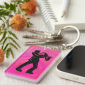 Porte-clés New York Boogie Nuits Saxophone Hot Pink (Devant droit)