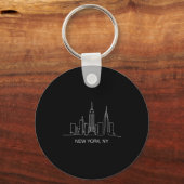 Porte-clés New York City Skyline Line Art Drawing Nyc Souveni (Recto)