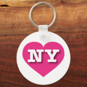 Porte-clés New York Hot Pink Heart - J'aime NY (Recto)