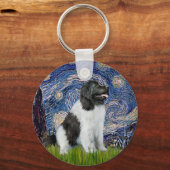 Porte-clés Newfie Landseer - Nuit étoilée (Recto)