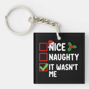 Porte-clés Nice Naughty C'était pas moi Liste de Noël Famille