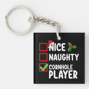 Porte-clés Nice Naughty Cornhole Joueur Liste de Noël