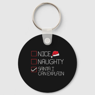 Porte-clés Nice Naughty Père Noël Je peux expliquer le pyjama