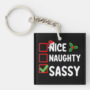 Porte-clés Nice Naughty Sassy Liste de Noël Père Noël Holiday