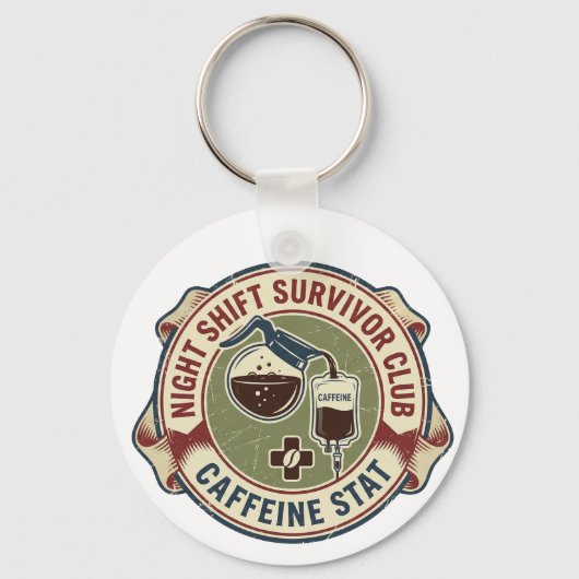 Porte-clés Night Shift Survivor Club Caffeine Nurse Coffee (Recto)
