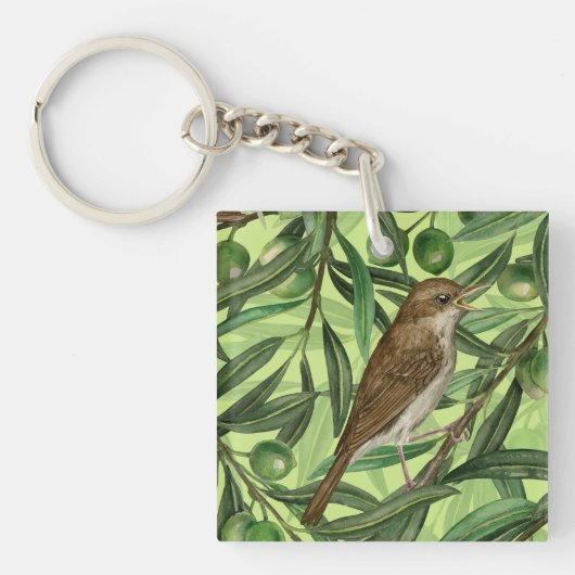 Porte-clés Nightingales dans l'olivier 2 (Devant)