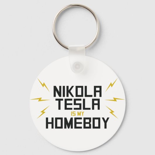 Porte-clés Nikola Tesla est mon garçon (Recto)