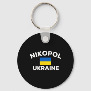 Porte-clés Nikopol Ukraine Drapeau Ukrainien Pays Ville Touri