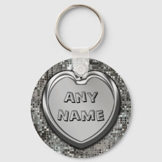 Porte-clés N'Importe Quel Nom Sur Silver Heart Keychain