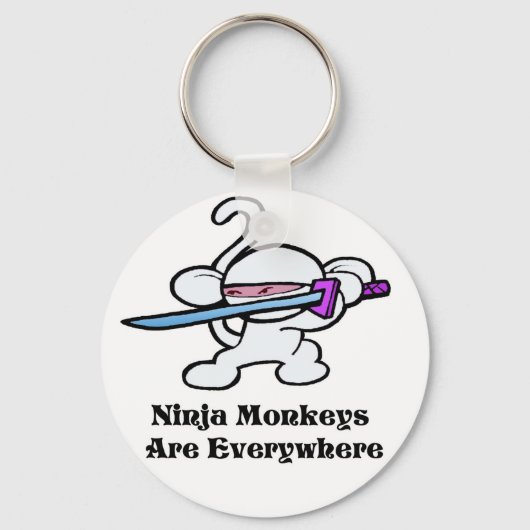 Porte-clés Ninja blanc en garde (Recto)