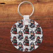 Porte-clés Ninja Girls Anime With Text Pattern Design (Verso)