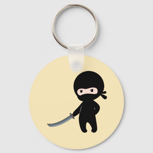 Porte-clés Ninja minuscule en colère sur jaune (Recto)