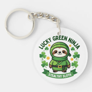 Porte-clés Ninja Paresseux Vert Chanceux Saint-Pat