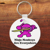 Porte-clés Ninja rose en garde (Recto)