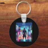 Porte-clés Ninja Samurai Poteau Électrique En Cybe Rétro Japo (Recto)