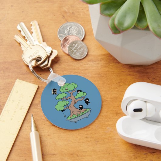 Porte-clés Ninjas dans l'arbre Bonsai en bleu (Bureau)