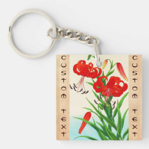Porte-clés Nishimura Hodo lys tigré fleurs shin hanga
