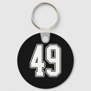 Porte-clés No 49 White Outline Numéro 49 Sports Fan Jersey St