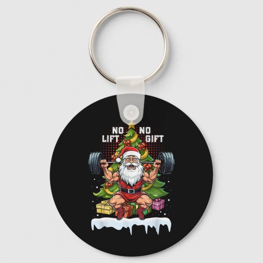 Porte-clés No Lift No Gift Santa Claus Christmas Gym Bodybuil (Recto)