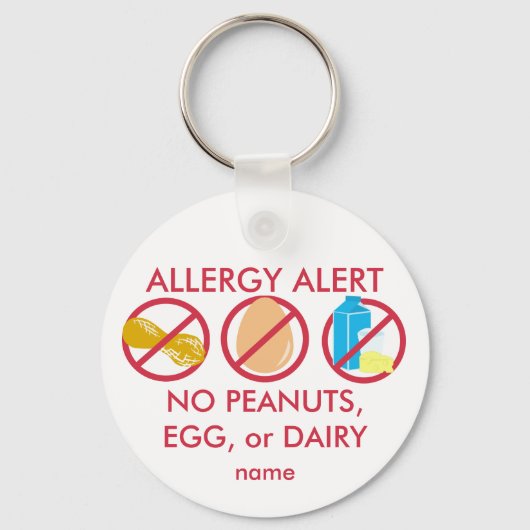 Porte-clés No Peanuts Egg or Dairy Allergy Alert Keychain (Recto)