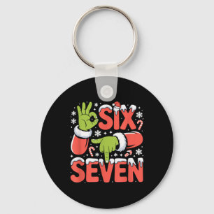 Porte-clés Noël 67 Mème drôle Xmas Six Sept Santa Main 