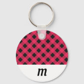 Porte-clés Noël à carreaux Buffalo rustique monogrammé (Recto)
