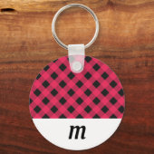 Porte-clés Noël à carreaux Buffalo rustique monogrammé (Recto)