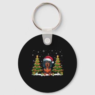 Porte-clés Noël Arbre Lumière Dachshund Chien Santa Hat Noël