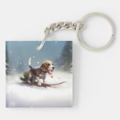 Porte-clés Noël Beagle neige hiver (Dos)