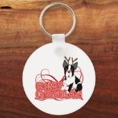 Porte-clés Noël Boston Terrier (Recto)
