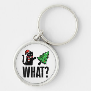 Porte-clés Noël Chat Tipping Xmas Tree Drôle