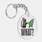Porte-clés Noël Chat Tipping Xmas Tree Drôle (Devant gauche)