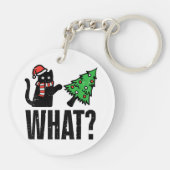 Porte-clés Noël Chat Tipping Xmas Tree Drôle (Dos)