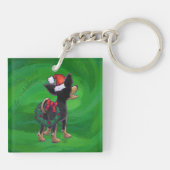 Porte-clés Noël Chihuahua sur vert (Dos)