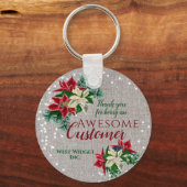 Porte-clés Noël Client Merci Floral Burlap (Recto)